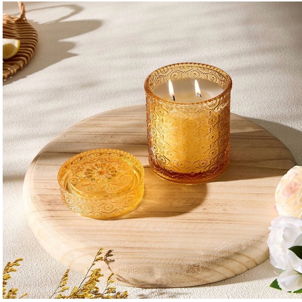 Vintage Style Amber Glass Jar Creamy Cookie Scented Soy Candle 15.87 Oz/ 50 hr - Picture 3 of 4